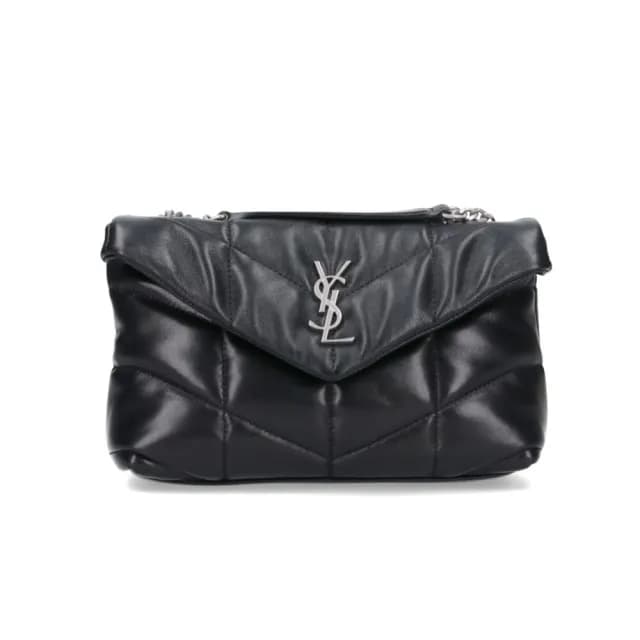 【YSL】SAINT LAURENT Toy Puffer 小羊皮 銀鍊條 肩背包 斜背包 黑色 759337