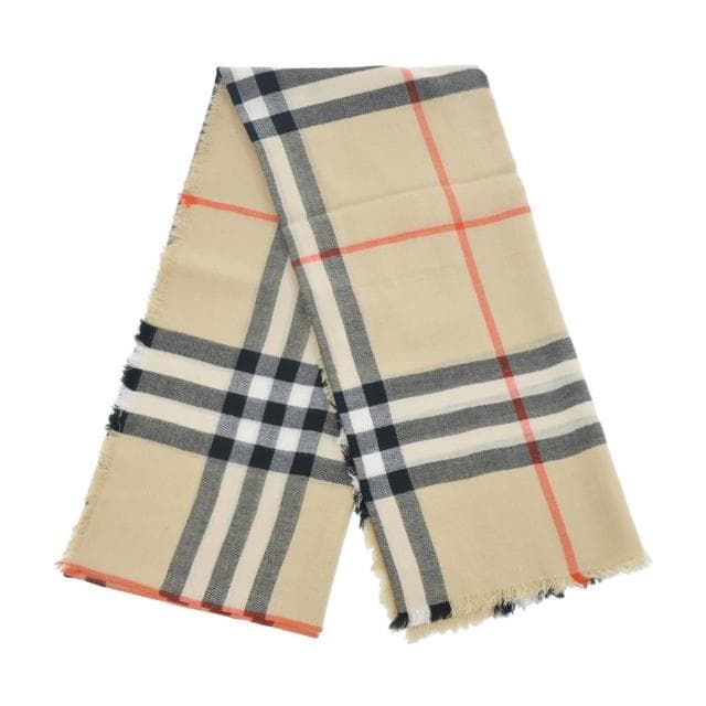 【BURBERRY 巴寶莉】格紋羊毛圍巾(沙色)