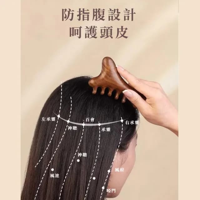 【一梳搞定】檀木四合一刮痧經絡按摩器(按摩梳 頭皮按摩 禮物 舒壓 長輩 眼部 臉 全身 加厚 防 摔  肩頸)