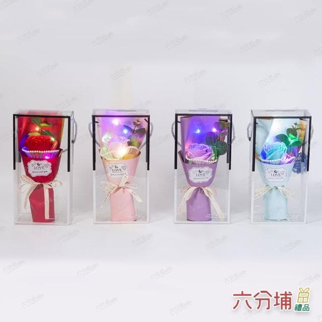 【六分埔禮品】LED珍珠玫瑰香皂花束禮盒-多款任選(Ins生日畢業禮物花束人造花母親節告白情人節求婚)
