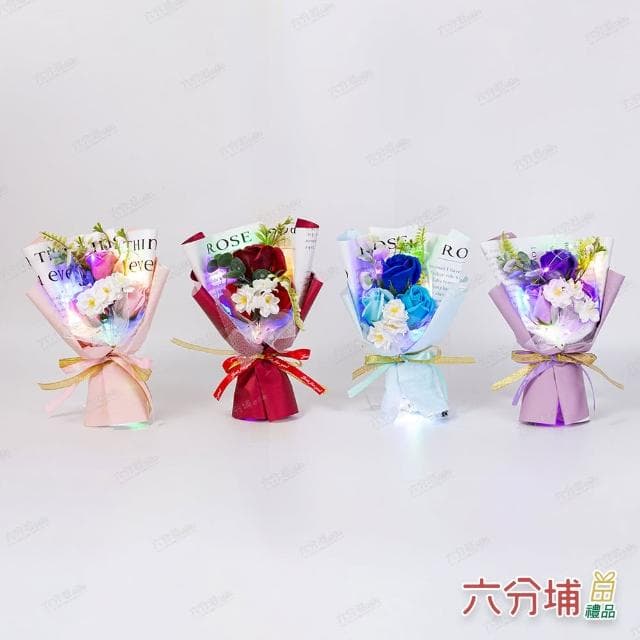 【六分埔禮品】LED櫻花玫瑰香皂花禮盒-多款任選(Ins生日畢業禮物花束人造花母親節告白情人節求婚)