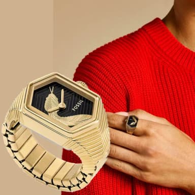 【FOSSIL】Watch Ring 金蛇璀璨手錶戒指 戒指錶-金 禮物 送禮 推薦(ES5382)