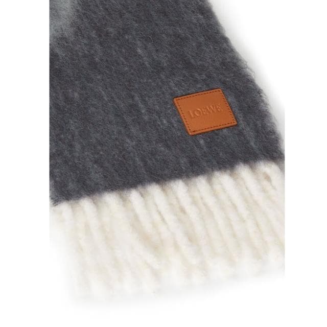 【LOEWE 羅威】Alpaca Wool 羊駝毛和羊毛混紡 緹花織大理石 圍巾 淺米色 多色 F655SS1X02