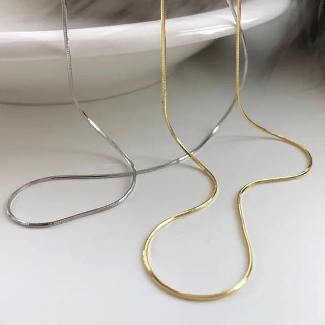 【LEEHER】雙11 純銀素鍊/鎖骨鏈/925/純銀項鍊/銀飾/蛇骨鍊/高級感/飾品/配飾/簡約項鍊/項鍊女/