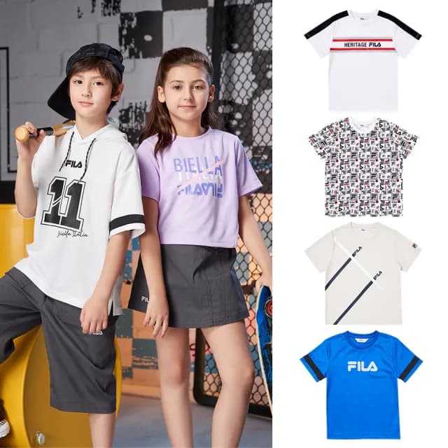 【FILA官方直營】KIDS 童裝 男童 女童 童圓領短袖上衣(任選)