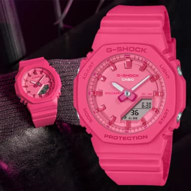 【CASIO 卡西歐】G-SHOCK WOMEN 粉色魅力 八角雙顯腕錶  禮物 推薦(GMA-P2100PP-4A)