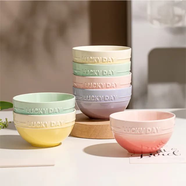 【居家新生活】漸層馬卡龍碗筷禮盒 四碗四筷(碗 筷子 飯碗 餐具組 禮盒組)