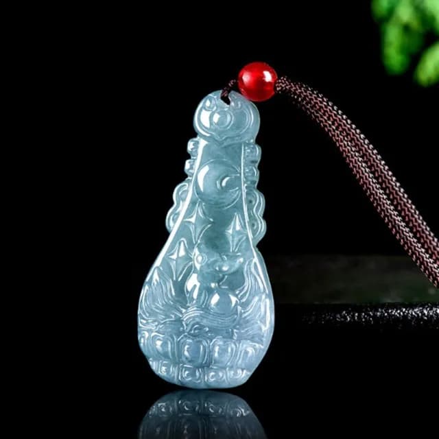 【Penny珮妮】A貨翡翠藍水琵琶狐仙九尾狐吊墜項鍊(母親 送女友 交換禮物 生日 情人節 尾牙 新年 結婚)