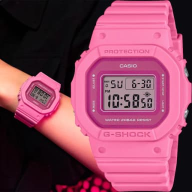 【CASIO 卡西歐】G-SHOCK 單色時尚 霧面方形女錶 電子錶-粉紅 送禮 禮物 推薦(GMD-S5610PP-4)