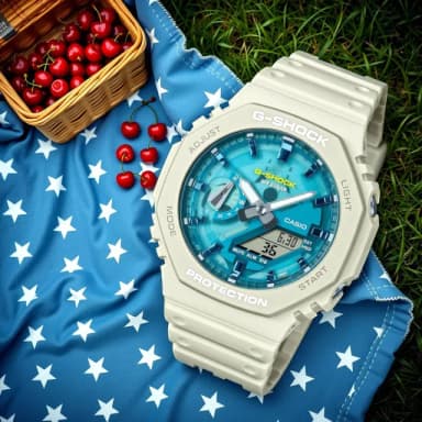 【CASIO 卡西歐】G-SHOCK 海洋運動 農家橡樹 防震八角雙顯電子錶 送禮 禮物 推薦(GA-2100AS-5A)