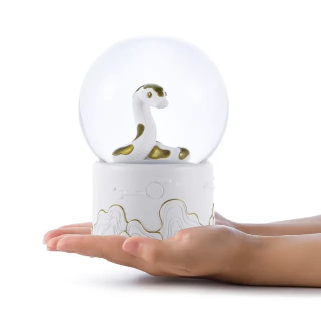 【JARLL 讚爾藝術】蛇來運轉 自轉 水晶球音樂盒(喬遷禮物)