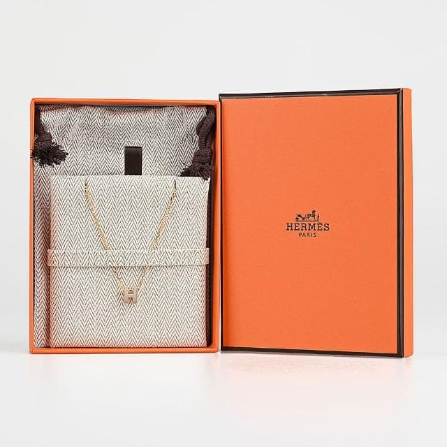【Hermes 愛馬仕】Hermes MINI POP經典立體H字簍空設計項鍊(灰x金)
