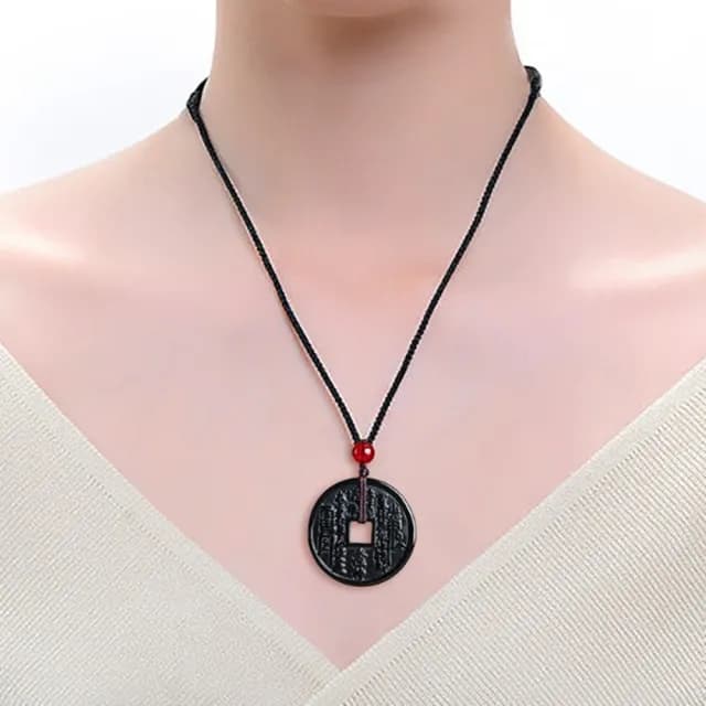 【Penny珮妮】A貨翡翠墨玉山鬼花錢小尺寸吊墜項鍊(母親節 父親節 交換禮物  生日 情人節 尾牙 新年)
