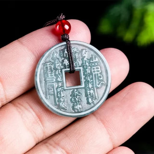 【Penny珮妮】A貨翡翠藍水山鬼花錢小尺寸吊墜項鍊(父親節 母親節 交換禮物  生日禮 情人節 尾牙 新年)