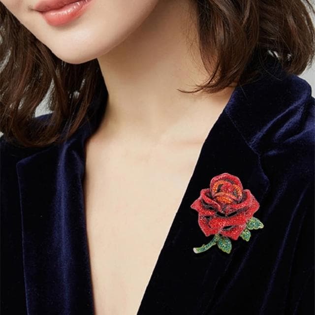【Penny珮妮】北歐大紅玫瑰復古水鑽胸針吊墜兩用(母親節 送女友 交換禮物 生日禮 情人節 尾牙 新年 結婚)