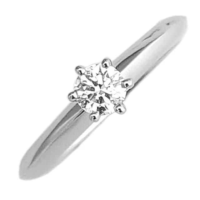 【Tiffany&Co. 蒂芙尼】PT950鉑金-鑲0.19克拉經典六爪婚戒(展示品)