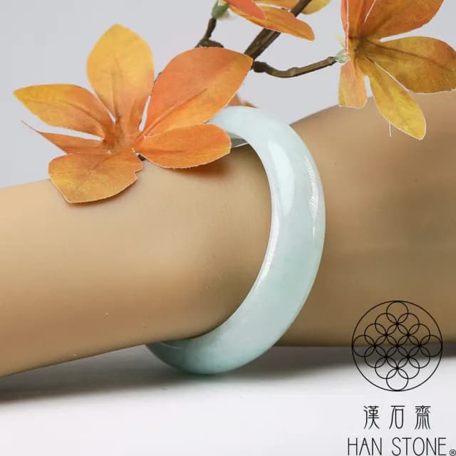 【漢石齋】情人節禮物 天然翡翠A貨 手鐲玉鐲 飄花種(手圍16.4/版寬15.3mm)
