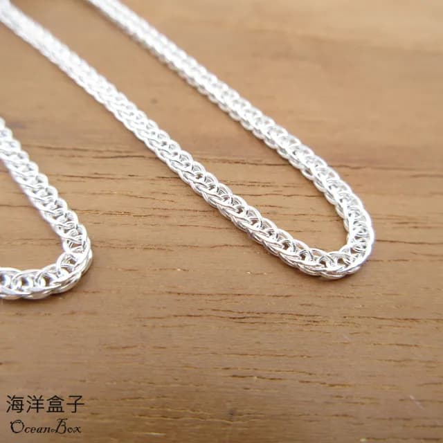 【海洋盒子】618 24吋60cm。1.8mm寬立體細蕭邦蛇紋999足銀純銀項鍊(純銀單鍊子)