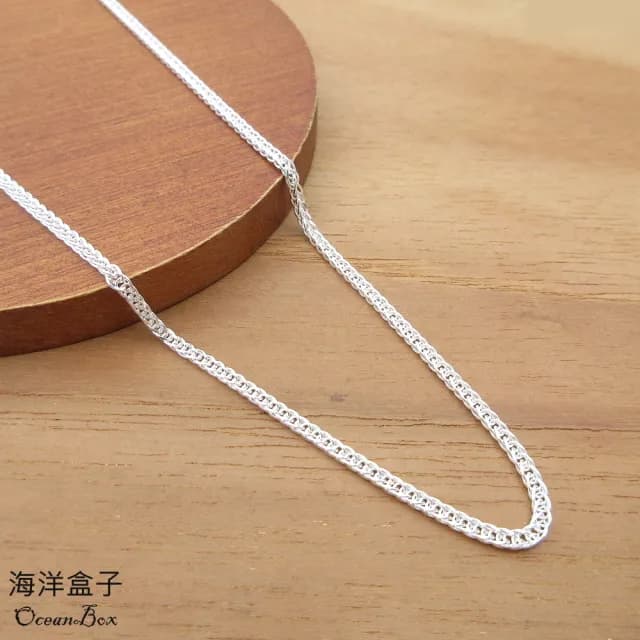 【海洋盒子】618 24吋60cm。1.8mm寬立體細蕭邦蛇紋999足銀純銀項鍊(純銀單鍊子)