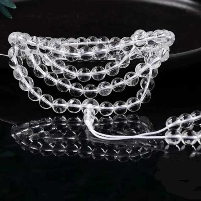 【Penny珮妮】7A級白水晶 108顆佛珠 項鍊手鍊6mm(母親節 送女友 交換禮物 生日禮 情人節 尾牙 新年 男友)