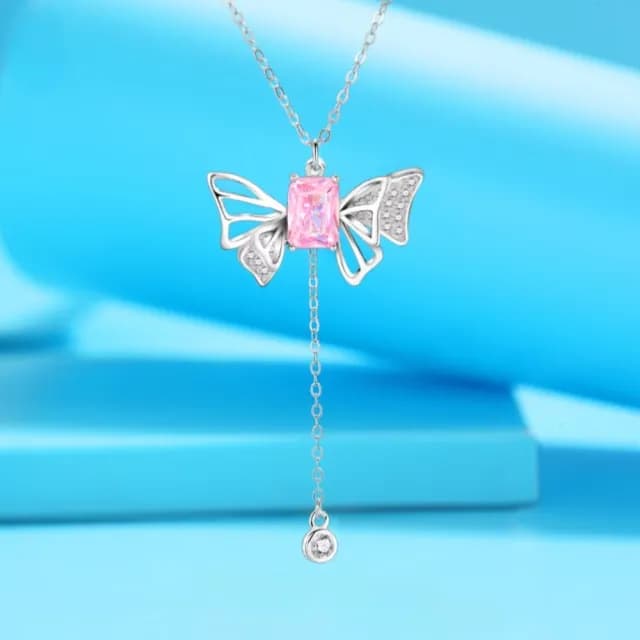 【白晝之約】S925鑲嵌鋯石蝴蝶鎖骨鏈(流蘇 設計感 穿搭必備 鎖骨鍊 短鍊 女 生日禮物 百搭 情人節禮物)