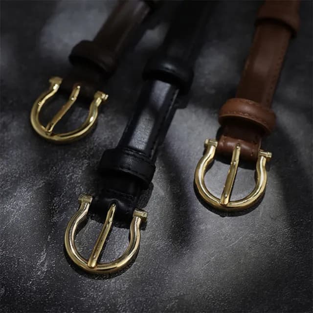 【MoonDy】雙11 皮帶 腰帶 金扣皮帶 女生皮帶 真皮皮帶 牛皮腰帶 收腰皮帶 馬蹄扣 細皮帶 生日