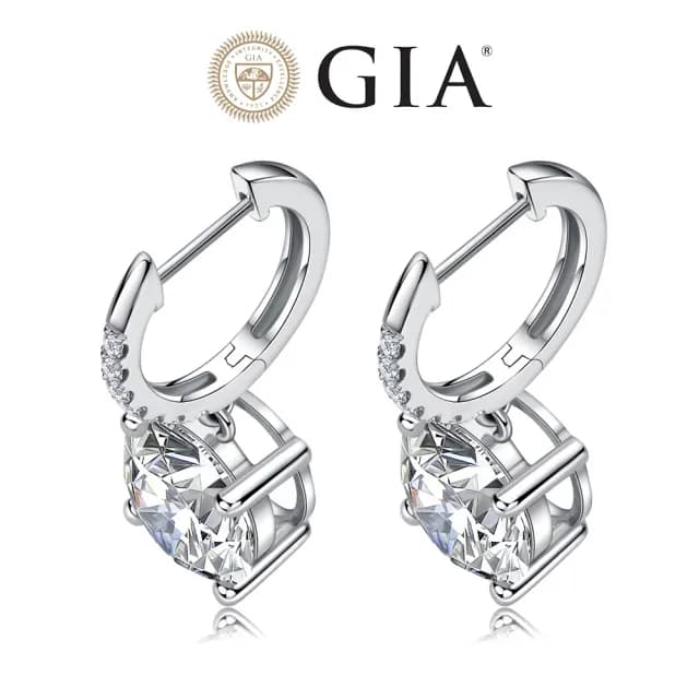 【鉅曜】GIA 3克拉鑽石耳環 18K金 四爪耳扣 經典垂墜 總重 6克拉(培育鑽石)