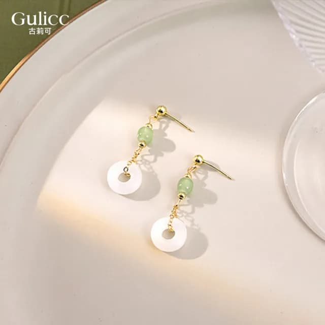 【Golicc】耳環 優雅圓形玉環(七夕 情人節 生日 飾品 耳釘 耳飾 耳墜 禮物)
