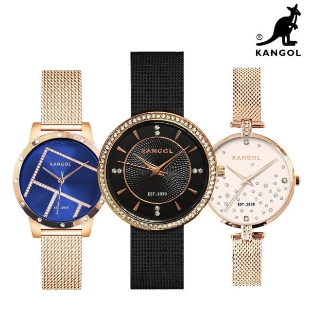 【KANGOL】下單登記贈100MO幣│英國袋鼠 最新優雅晶鑽錶/手錶/腕錶(多款任選)