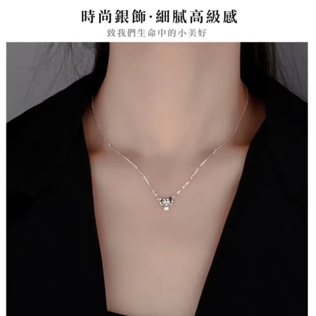 【名媛韓風】s999蝴蝶結鈴蘭花鎖骨鍊(銀項鍊 精品禮物 純銀 穿搭配件 飾品 毛衣鏈 配飾 頸鍊 首飾 女生)