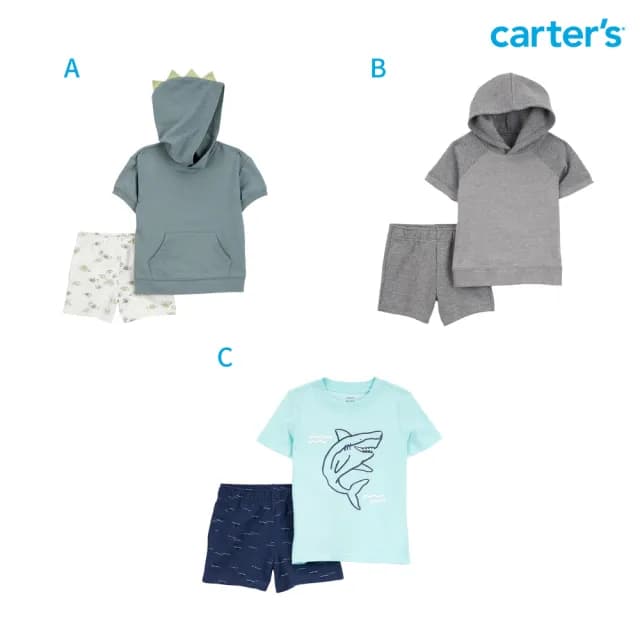 【Carter’s官方授權】小童夏日短袖2件組套裝〔上衣/短褲〕－多款任選(原廠公司貨 童裝)
