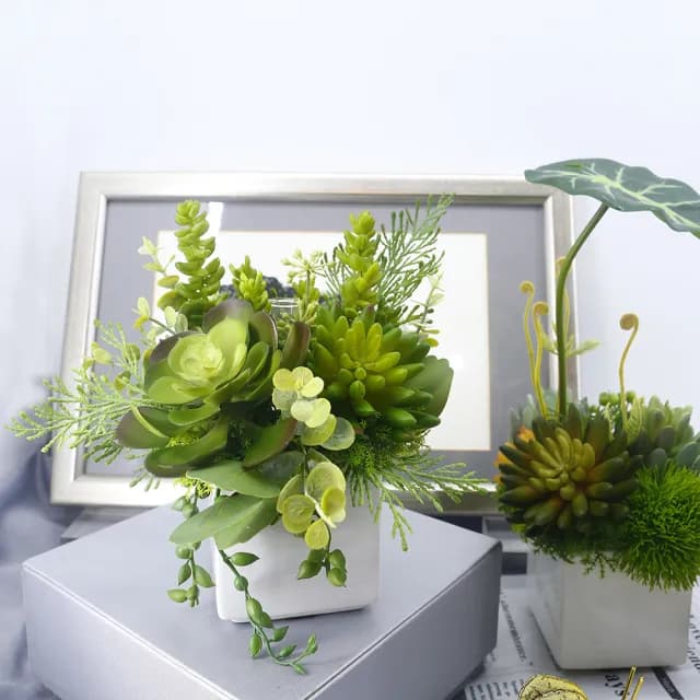 【HUGO DECO 榆果傢飾】小寶石蓮多肉香氛植栽(擬真植物/人造盆栽/綠化/佈置/禮物)