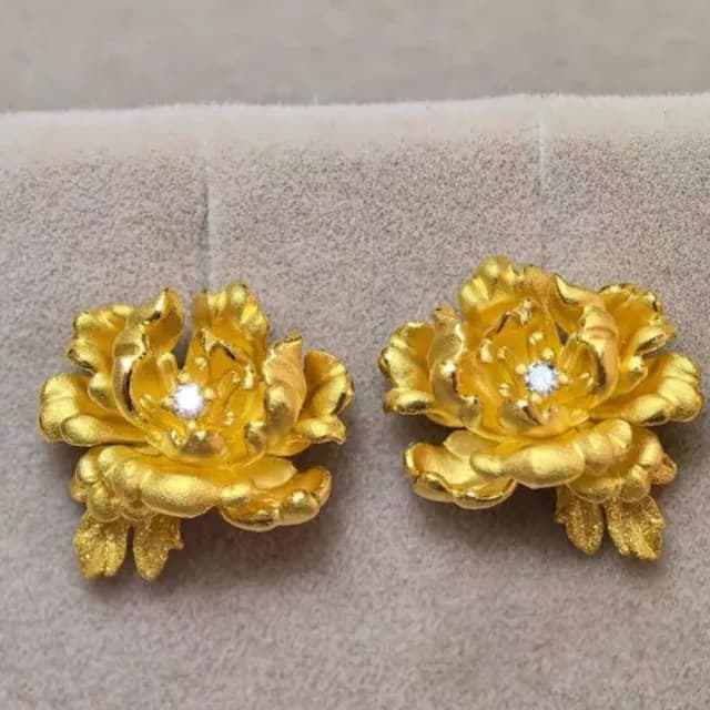 【Penny珮妮】鑲鑽富貴牡丹花耳環耳針(母親節 送女友 交換禮物  生日禮物 情人節 尾牙 新年 結婚)