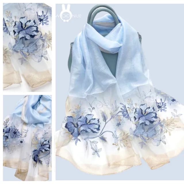 【WOONUE】頂級蠶絲羊毛混紡氣質披肩圍巾絲巾防曬禮服披肩冷氣披巾(生日禮物母親節媽女友老婆禮物情人節)