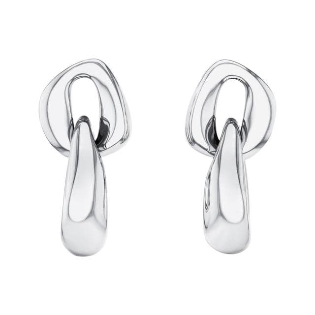 【Calvin Klein 凱文克萊】CK Statement 鎖鍊穿式耳環 母親節 送禮 禮物(35000654)