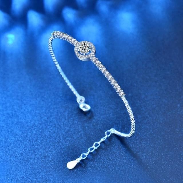 【MoonDy】女朋友生日禮物 新娘飾品 純銀手鐲 手環 銀手鐲 仿真鑽石手鐲 純銀手環 飾品 手飾 韓國飾品