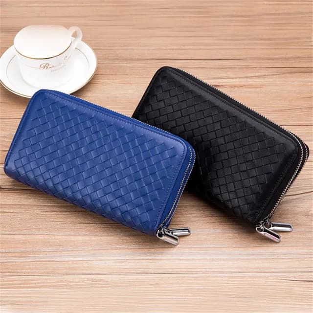 【MoonDy】雙11 錢包 皮包 羊皮 長夾 大容量錢包 零錢包 錢包 編織包包 羊皮皮包 手機