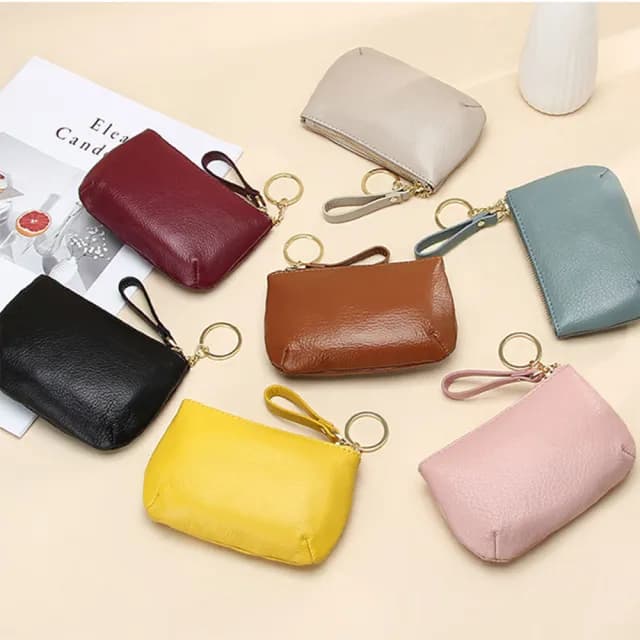 【MoonDy】雙11 頂級軟牛皮 錢包 拉鍊錢包 錢包 牛皮錢包 牛皮皮包 拉鍊小錢包 鑰匙扣