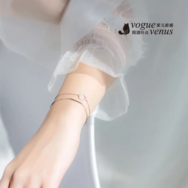 【維克維娜】水鑽圓環925純銀雙練手鍊