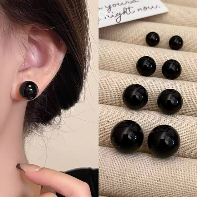 【維克維娜】黑珍珠925純銀耳環