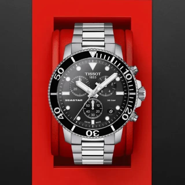 【TISSOT 天梭 官方授權】SEASTAR1000海星系列 潛水計時腕錶 父親節 禮物 送禮 推薦(T1204171105100)