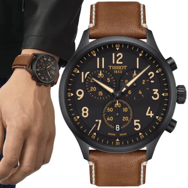 【TISSOT 天梭 官方授權】CHRONO XL 韻馳系列 三眼計時腕錶 雙11 特惠 推薦(T1166173605203)