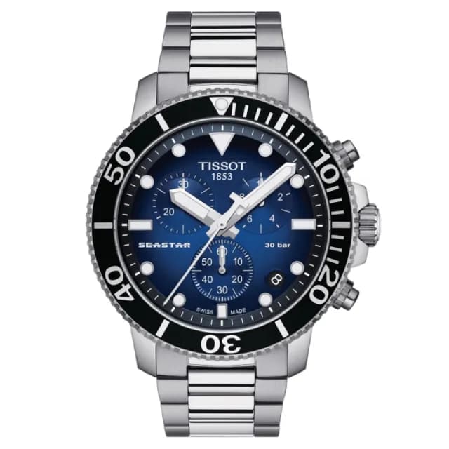 【TISSOT 天梭】SEASTAR1000 漸層藍 潛水腕錶 七夕 情人節 禮物 送禮 推薦(T1204171104101)
