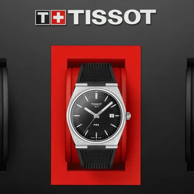 【TISSOT 天梭 官方授權】PRX系列 1970年代復刻 黑面 時尚腕錶 父親節 禮物 送禮 推薦(T1374101705100)