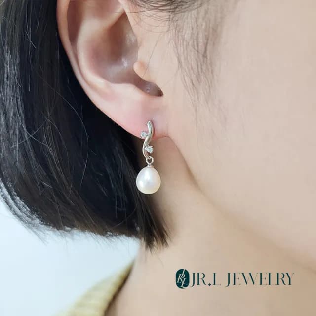 【JR.L金瑞利珠寶】情人節禮物 天然珍珠 7.5-11MM 純銀925珍珠耳環(垂墜款系列B)
