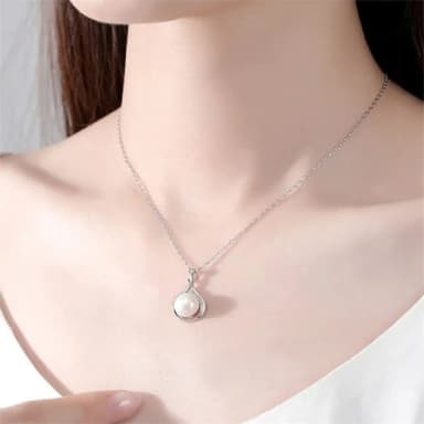 【KT DADA】S925純銀項鍊 女生項鍊 珍珠項鍊女 鎖骨項鍊  天然珍珠項鍊 抗過敏項鍊  一週年禮物