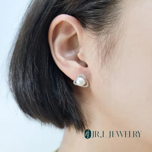 【JR.L金瑞利珠寶】情人節禮物 天然珍珠 2.5-8MM 純銀925珍珠耳環(貼耳式系列C)