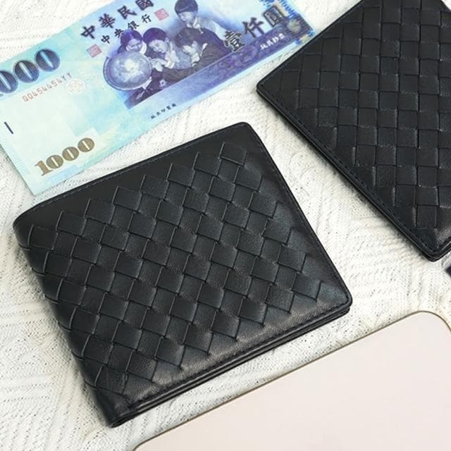 【MoonDy】母親節禮物 編織錢包 男生錢包 短夾 禮物 羊皮短夾 男短夾 男生短夾 真皮短夾 精品 真皮包 皮包