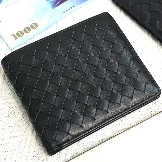 【MoonDy】編織錢包 男生錢包 短夾 禮物 羊皮短夾 男短夾 男生短夾 真皮短夾 精品 真皮包 皮包男性 羊皮包