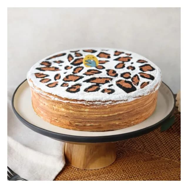 【狸小路手作烘焙】豹紋可可千層8吋1入(生日蛋糕；母親節；父親節；慶生；下午茶；點心；甜點；雙11)